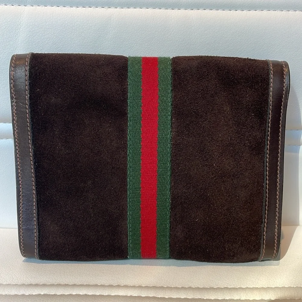 Vintage Gucci Brown Suede Clutch - Picture 4 of 8